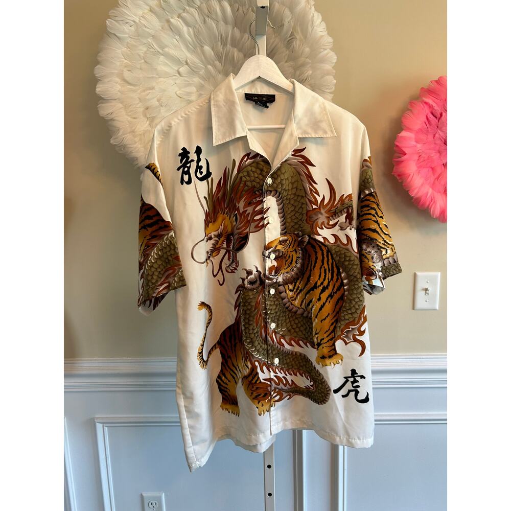 Vintage LA Beat Button Down Tiger Camp Shirt Size M